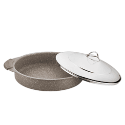 OMS Granite Round Oven Tray With S/S Lid 28cm Brown  image 0