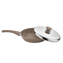  OMS Granite Frying Pan 28 CM With S/S Lid Brown image 0