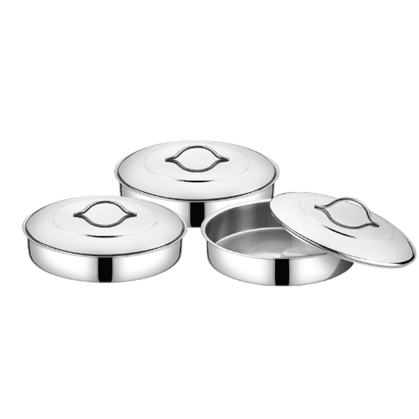 OMS Gastro S.S Oven Tray Set of 3 Pcs With Lid 