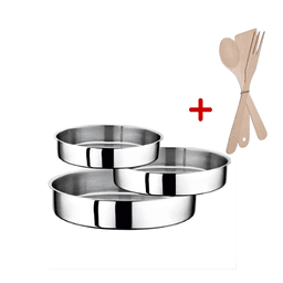 OMS Stainless Steel Oven Dish Set of 3 Pcs+Kitchen Utensils Set 30cm (Lawazm Friday) image 0