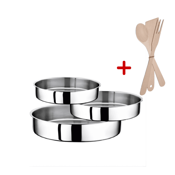 OMS Stainless Steel Oven Dish Set of 3 Pcs+Kitchen Utensils Set 30cm (Lawazm Friday)