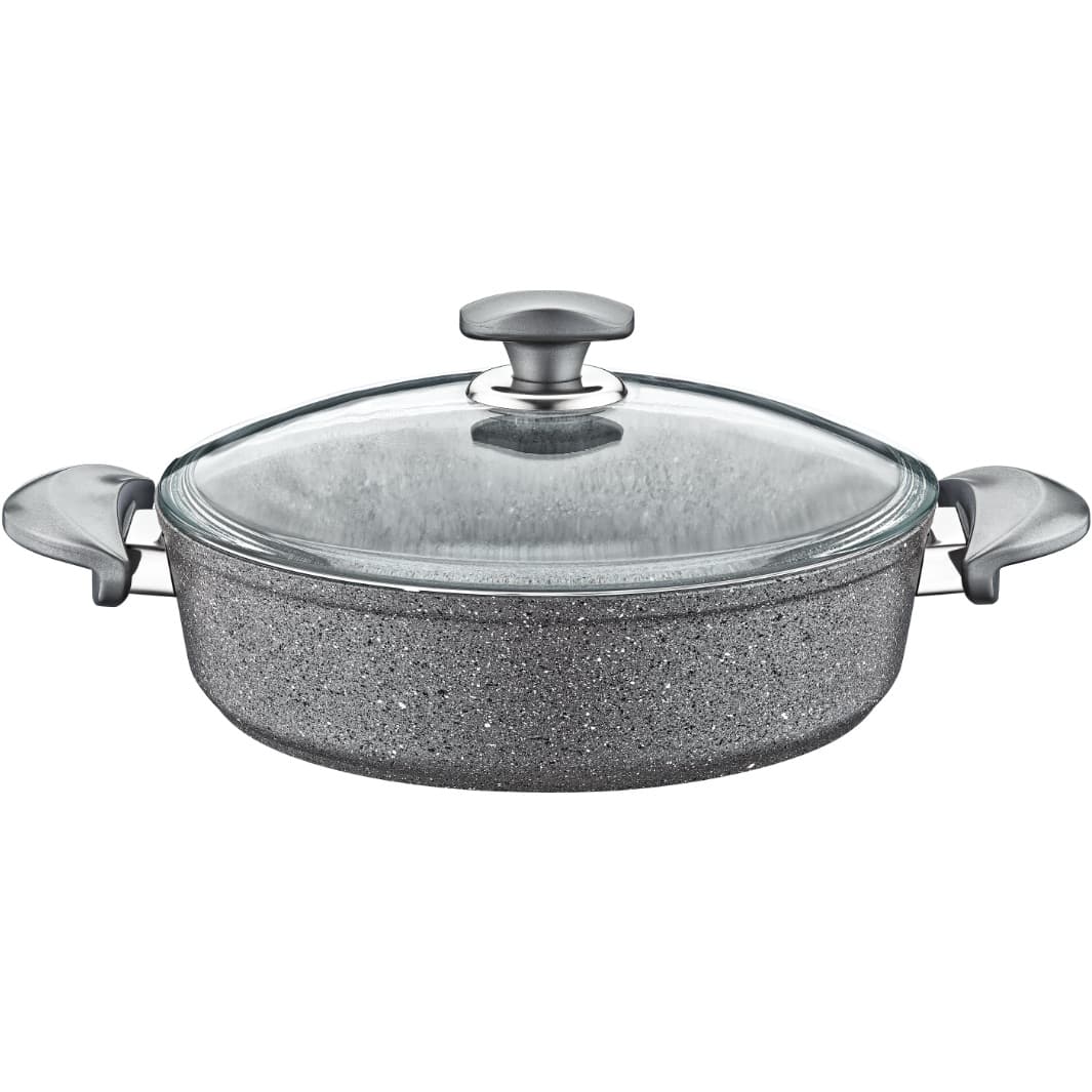 OMS Granite Low Casserole 35x9.5cm Grey