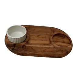 "TSW Acacia Wooden Double Bowl Chip & Dip Size  30x20x1.5cm  image 0