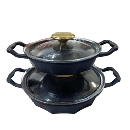 OMS Granite Egge Pan Set Of 4 PCS Black (Glass Lid) Knob 10 CM +22 CM image 0