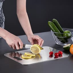 Mr Chef 2-Pack Stainless Steel Cutting Board for Kitchen, Double-Sided Food-Grade 304 Chopping Board, Large for Meat, Small for Vegetables & Fruit, BPA-Free, Dishwasher Safe, Durable image 1