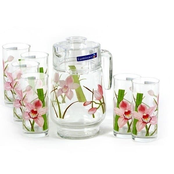 Luminarc Red Orchis Drink Set of 7