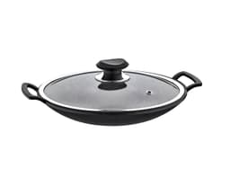 OMS Granite Turkish Wok with Glass Cover 24cm Black image 0