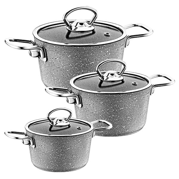 Ramadan Box - OMS Grey Mini Granite Casseroles Set of 3 - RB21