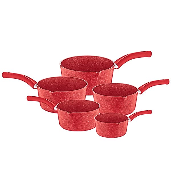 OMS Granite Milk Pot Set of 5 Pcs Red