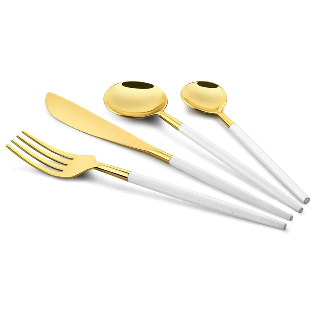 FNS Mino 24 Pcs Cutlery Set (White & Gold)