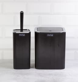 Okyanus Square Striped Bathroom Set of 2 Pcs Black/Chrome image 0