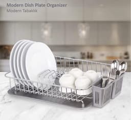 Okyanus Modern Dish Rack - Chrome image 0