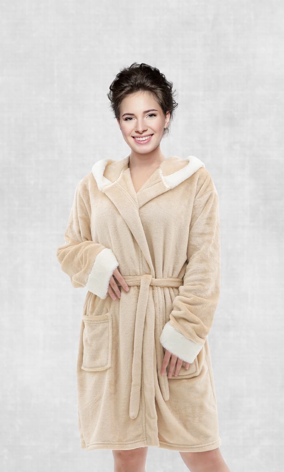 CANNON FLANNEL ROBE Fabric BEG