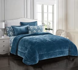Cannon (t) Plain Flannel W/Prtd Sheet Comf 4Pc Blue image 0