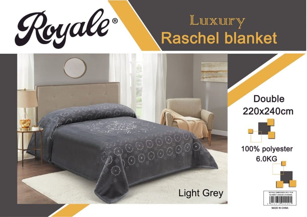 Royale Embossed 2ply Plain Blanket 160×220 Lgrey