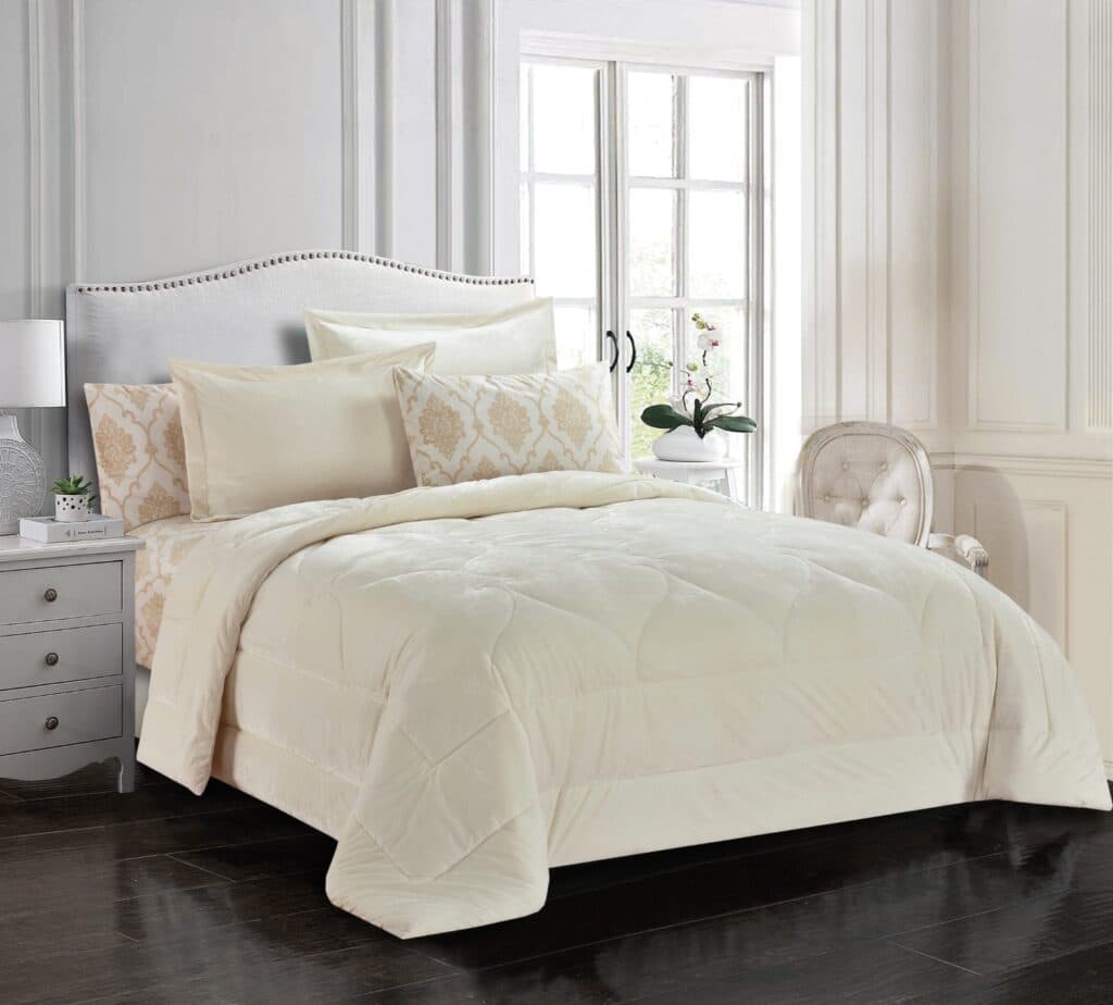 Cannon (k) Plain Flannel W/Prtd Sheet Comf 6pc Cream