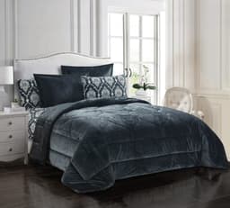 Cannon (k) Plain Flannel W/Prtd Sheet Comf 6Pc Grey image 0