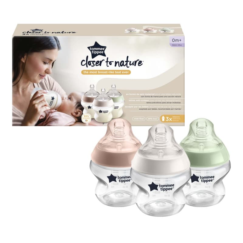 Tommee Tippee Set of 3x150 ML Pastel Colors Closer to Nature Bottles