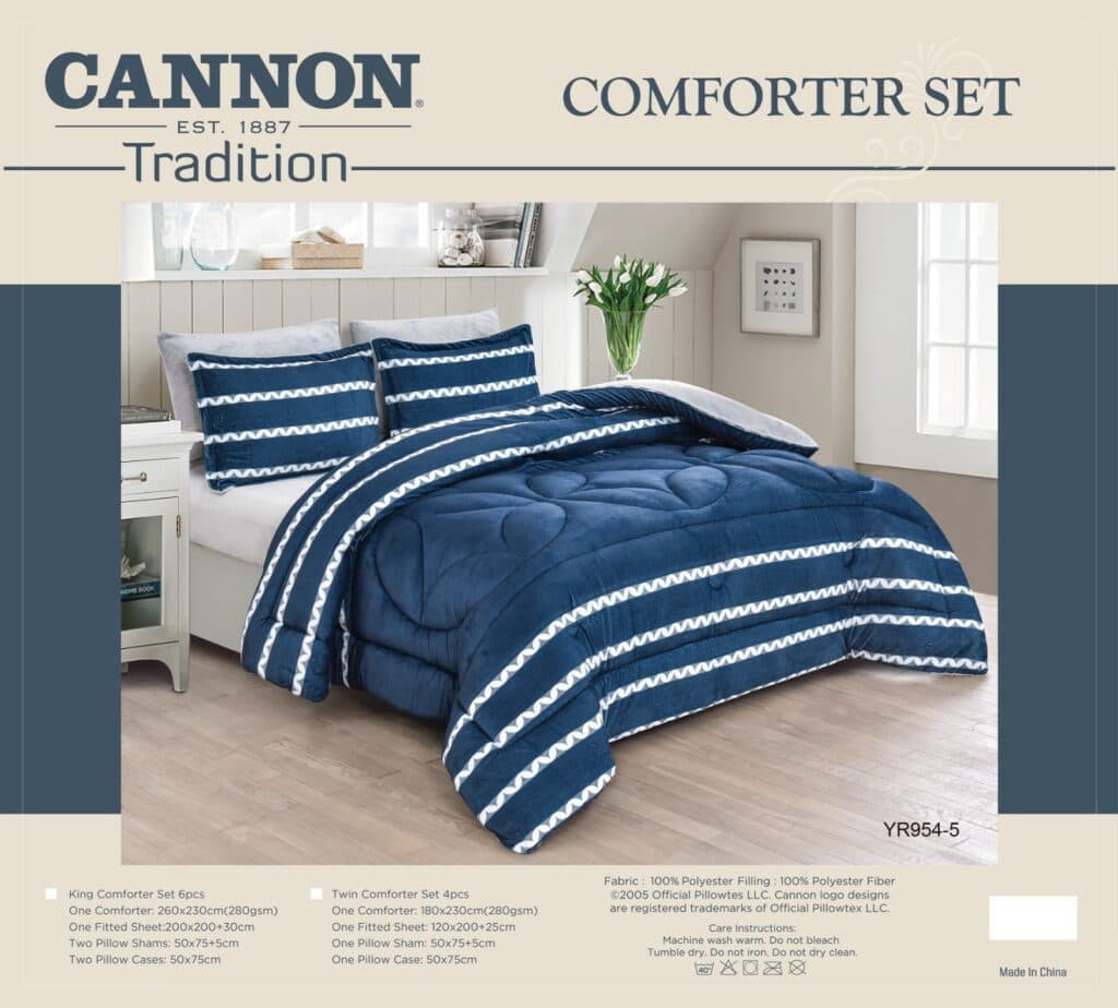 Cannon (K) Jacquard Strp Flannel Comf 6Pc