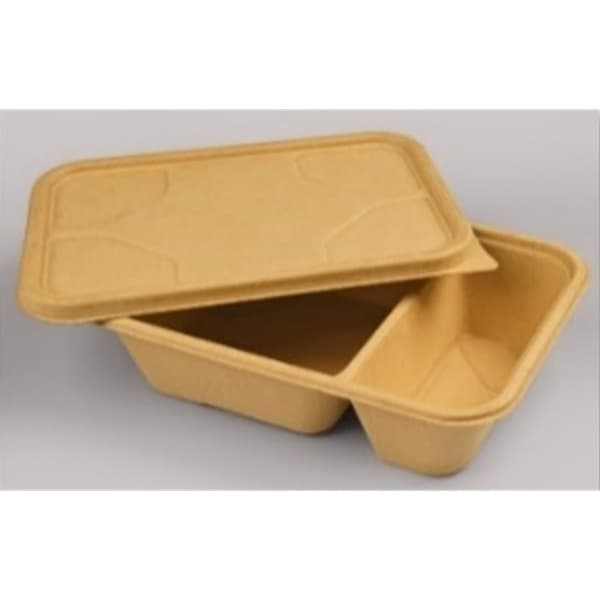 "Weavers FZ TSW Bagasse Container Rectangle 1L -70:30 C + LID -  5 PCS