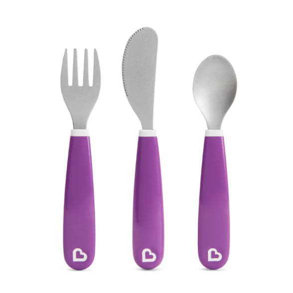 "Munchkin Splash™ Toddler Fork, Knife & Spoon Set - Purple 18 months